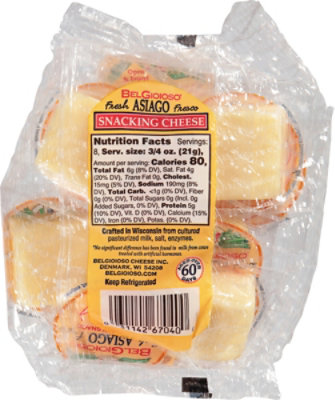 BelGioioso Asiago Fresco Snack Cheese Bag - 6 Oz - Image 7