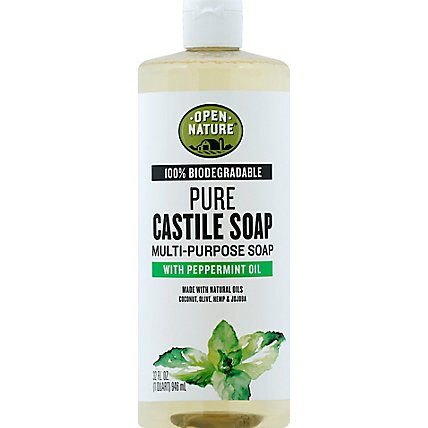 Open Nature Soap Pure Castille Multi Purpose With Peppermint Oil - 32 Fl. Oz. - Image 2
