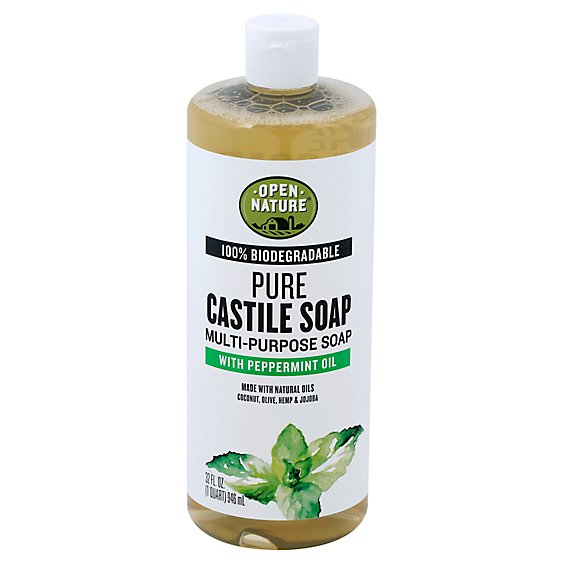 Open Nature Soap Pure Castille Multi Purpose With Peppermint Oil - 32 Fl. Oz.