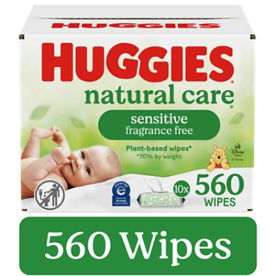 Huggies Natural Care Sensitive Fragrance Free Baby Wipes 10 Flip-Top Packs - 560 Count - Image 2