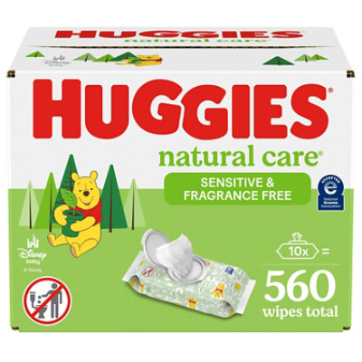 Huggies Natural Care Sensitive Baby Wipes Unscented Fliptop Packs - 10-56 Count