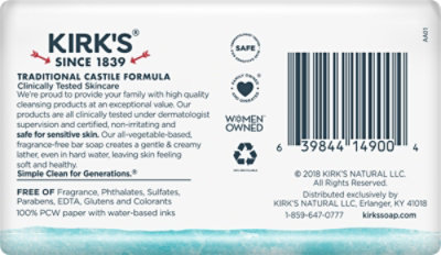 Kirks Bar Soap Fragrance Free Castile - 4 Oz - Image 4