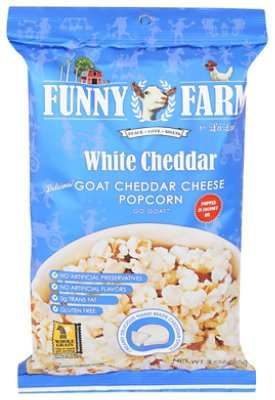 Funny Farms Popcorn Wht Goat Chddr - 3 Oz - Image 1