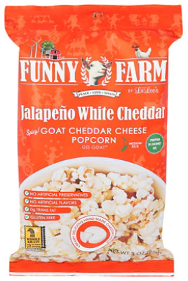 Funny Farms Popcorn Wt Goat Chdr Jlpn - 3 Oz - Image 1