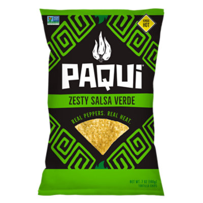 Paqui Zesty Salsa Verde Spicy Tortilla Chips Grocery Size Bags - 7 Oz - Image 1