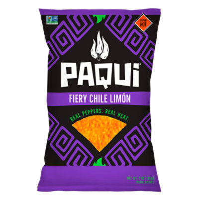Paqui Fiery Chile Limón Spicy Tortilla Chips Grocery Size Bags - 7 Oz