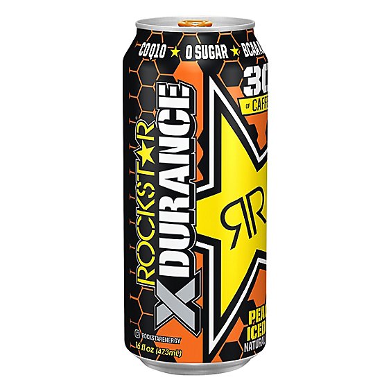 Rockstar Xdurance Energy Drink Peach Plus Iced Tea - 16 Fl. Oz.