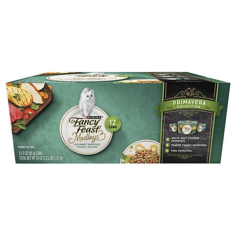 Fancy Feast Cat Food Wet Medleys White Meat Chicken Primavera - 12-3 Oz
