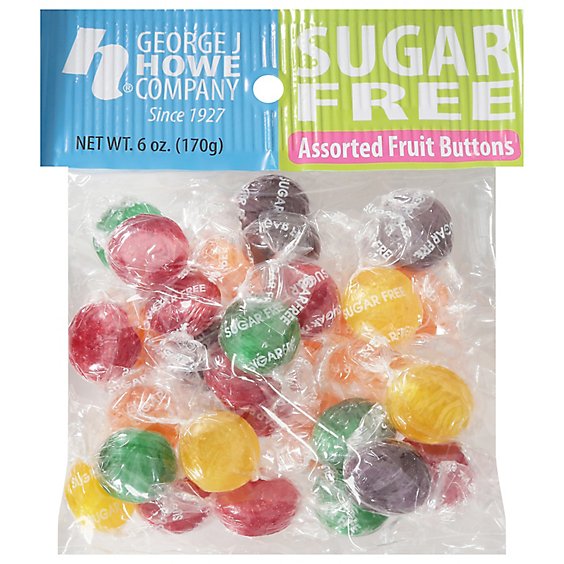 Howe Sugar Free Assorted Fruit Buttons - 6 Oz