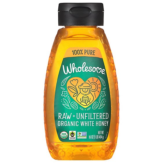 Wholesome Sweeteners Honey Wht Raw Unfltrd Sqz - 16 Oz