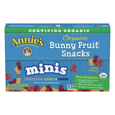 Annies Homegrown Organic Bunny Fruit Snacks Minis Strawberry Mango & Cherry - 5-0.8 Oz - Image 3