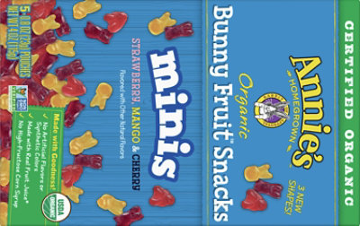 Annies Homegrown Organic Bunny Fruit Snacks Minis Strawberry Mango & Cherry - 5-0.8 Oz - Image 6