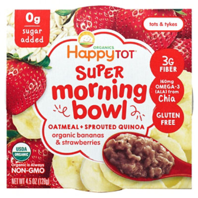 Happy Tot Organics Super Morning Oatmeal Sprouted Quinoa Organic Bananas & Strawberries - 4.5 Oz - Image 2
