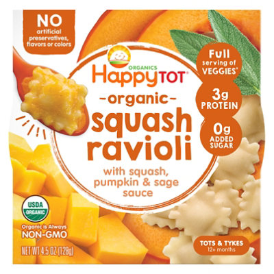Happy Tot Organics Love My Veggies Bowl Squash Ravioli - 4.5 Oz