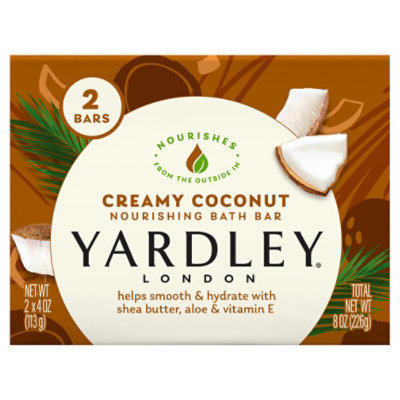 Yardley London Moisturizing Bath Soap Bar Creamy Coconut - 2-4.25 Oz