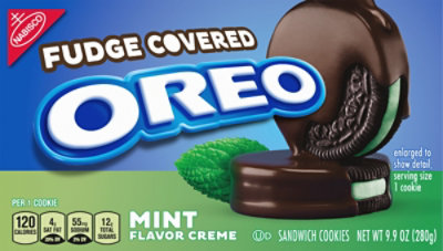 OREO Cookies Sandwich Chocolate Fudge Covered Mint - 9.9 Oz - Image 1