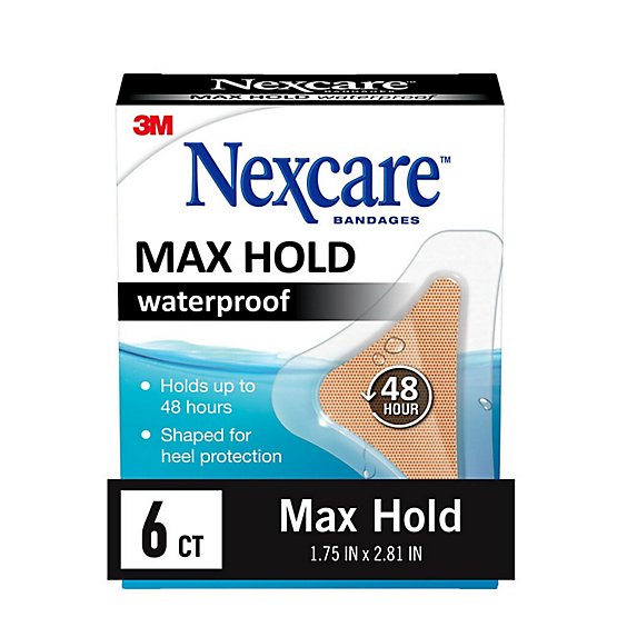 Nexcare Max-Hold Heel/Hand Waterproof Bandages 1.75 In X 2.81 - 6 Count