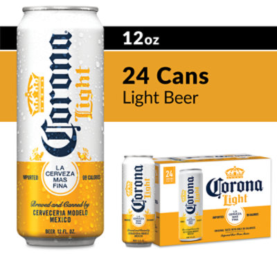 Corona Light Mexican Beer Cans 4.0% ABV - 24-12 Fl. Oz. - Image 1