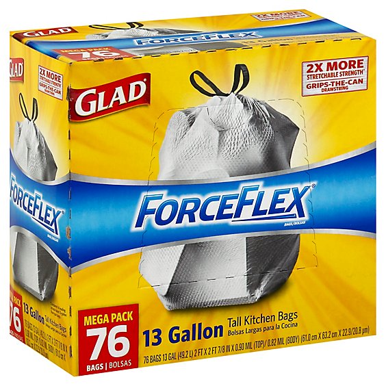 Glad ForceFlex 13-Gallons Pink Plastic Kitchen Drawstring Trash
