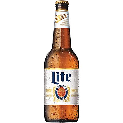 Miller Lite Beer American Style Light Lager 4.2% ABV Bottle - 18 Fl. Oz. - Image 1
