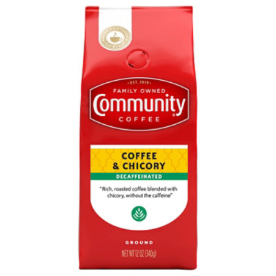 Community Coffee Coffee and Chicory Decaf Medium-Dark Roast Ground - 12 Oz - Image 1