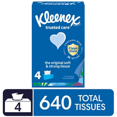 Kleenex Trusted Care Facial Tissues Flat Box - 640 Count