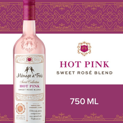 Menage a Trois Hot Pink Rose Wine Bottle - 750 Ml