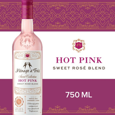 Menage a Trois Hot Pink Rose Wine Bottle - 750 Ml