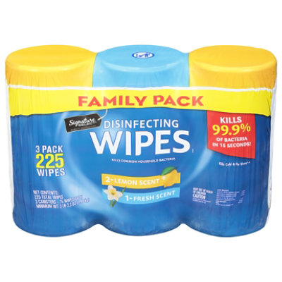 Signature SELECT Lemon Fresh Scent  Disinfecting Wipes - 3 Count - Image 3