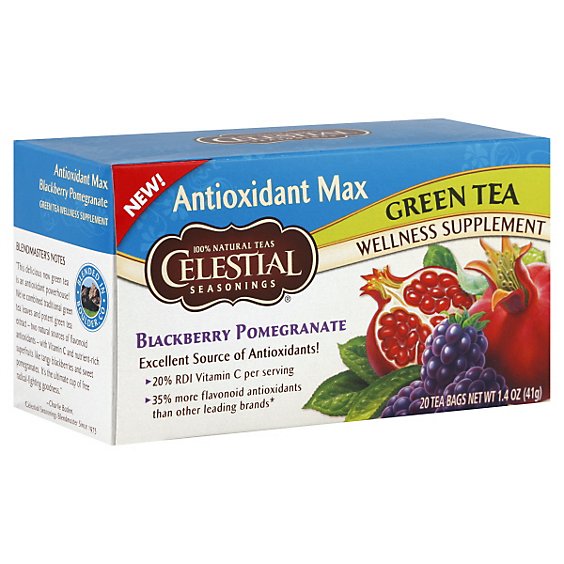 Celestial Seasonings Antioxidant Max Blackberry Pomegranate Green Tea - 20 Count
