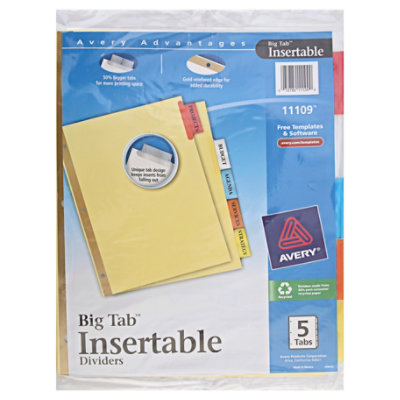 Avery Divider 5tb Insrt Asst - Each