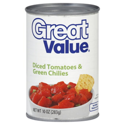 Great Value Diced Tomatoes & Green Chiles 10 Oz Vons