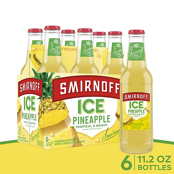Smirnoff Ice Pineapple Spiked Seltze 4.5% ABV In Bottles - 6-11.2 Oz