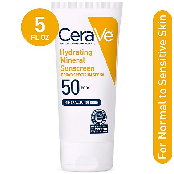 CeraVe Hydrating SPF 50 Mineral Sunscreen - 5 Oz