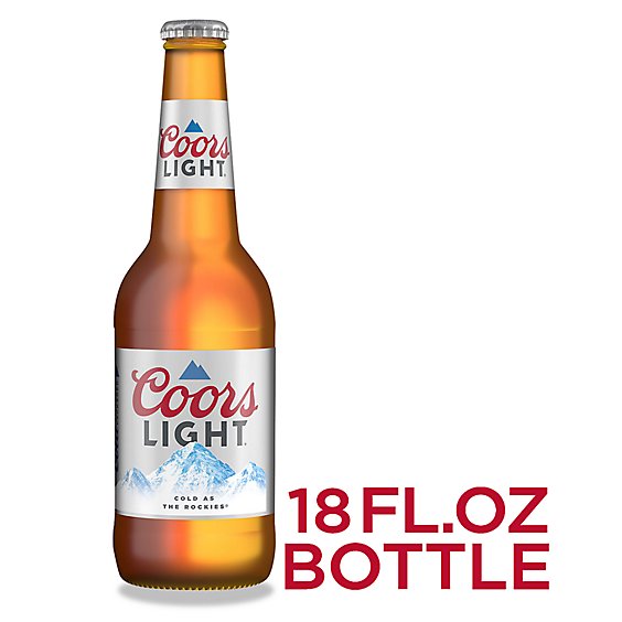 Coors Light Beer American Style Light Lager 4.2% ABV Bottle - 18 Fl. Oz.