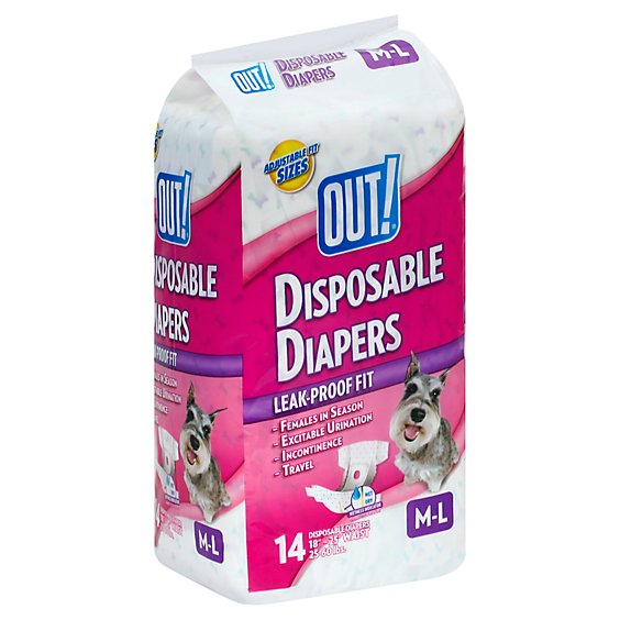 Out Disposable Fashion Diapers MD/Lg - 14 Count