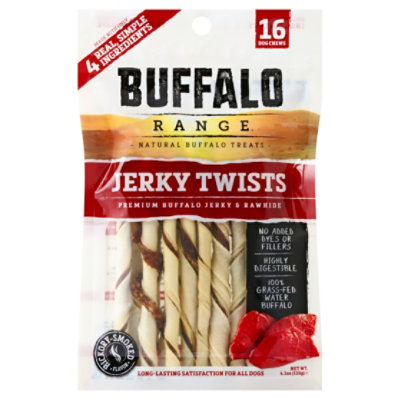 Buffalo Range Dog Chews Jerky Twists Hickory Smoked 16 Count 4.1 Oz