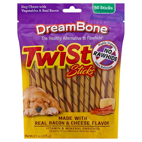 Dreambone Twist Sticks Bacon & Cheese - 50 Count