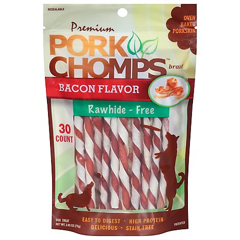 Pork Chomps Bacon Flavored Twists - 30 Count