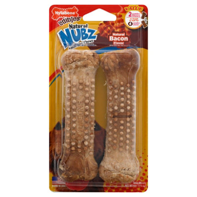 Nylabone Nubz Dog Chews Edible Bacon Jumbo 2 Count - 6 Oz - Image 1