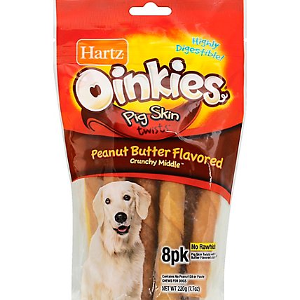 Hartz Oinkies Pig Skin Twists Peanut Butter Flavored - 8 Count - Image 2
