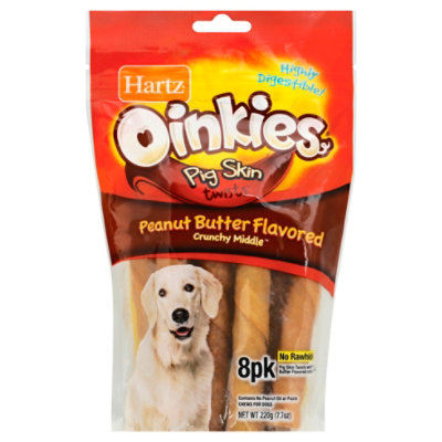 Hartz Oinkies Pig Skin Twists Peanut Butter Flavored 8 Count andronicos