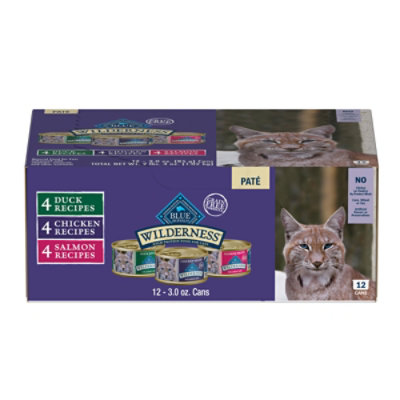 Blue Wilderness Duck/Salmon/Chicken Variety Pack Cat Food - 12-3 Oz - Image 1