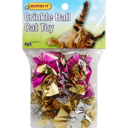Ruffin It Cat Toy Crinkle Ball - 4 Count - Image 2