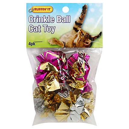 Ruffin It Cat Toy Crinkle Ball - 4 Count - Image 1