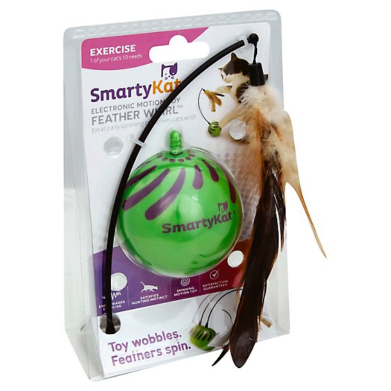 Smartykat Feather Whirl Electronic Motion Ball Cat Toy - 1 Each