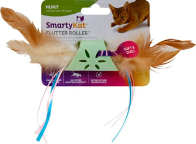 Smartykat Flutter Roller Rolling Wheelie W/Feathers & Ribbon Cat Chase Toy - 1 Each - Image 2