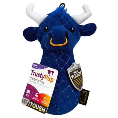 Trustypup Bull Plush Quilted Dog Toy MD Blue - 1 Each - Image 1