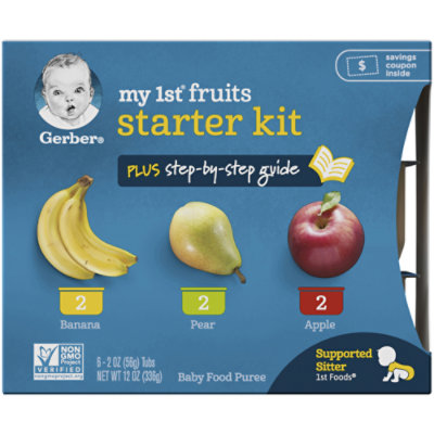 Gerber My 1st Fruits Starter Kit Banana Pear Apple Baby Food Tub - 6-2 Oz