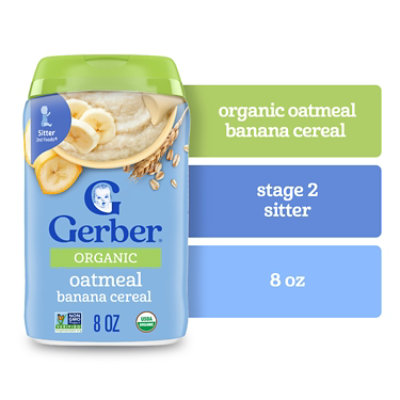 Gerber 2nd Foods Grain & Grow Organic Banana Oatmeal For Baby In Canister - 8 Oz